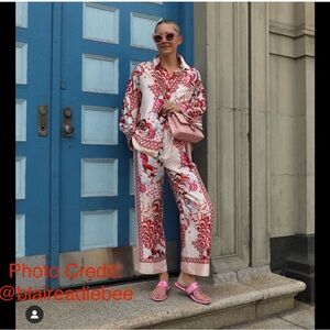 Zara Women’s Flowy Print Shirt and Pants Set (with Tags)